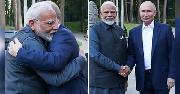 PM Modi Russia Visit : रूसी राष्ट्रपति पुतिन ने बाहें फैलाकर किया पीएम का स्वागत, बोले- आपको देखकर खुशी हुई
