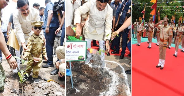 भोपाल में सीएम डॉ. मोहन यादव ने पुलिस परिवार के साथ लगाया रुद्राक्ष का पौधा, प्रदेश की पुलिस इकाइयों में 1.25 लाख पौधे रोपे