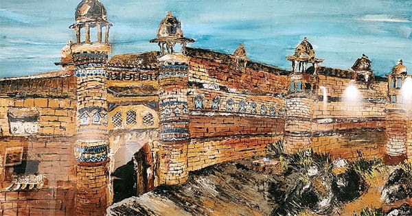 ग्वालियर फोर्ट व विदिशा के मंदिरों की वास्तुकला पर बनाईं पेंटिंग्स का प्रदर्शन