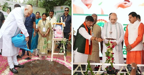 इंदौर में अमित शाह ने किया पौधरोपण, कहा- पौधे लगाना आसान, उसे बड़ा करना कठिन, बेटे की तरह करें देखभाल