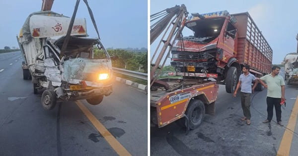 लखनऊ-आगरा एक्सप्रेस वे पर पिकअप से टकराई DCM, बुआ-भतीजे की मौत; ड्राइवर को झपकी आने से हुआ हादसा