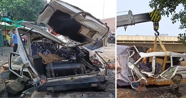 Narsinghpur News : मारुति वैन पर पलटा कंटेनर, 2 की मौत, एक गंभीर घायल, राजमार्ग चौराहे पर हुआ हादसा