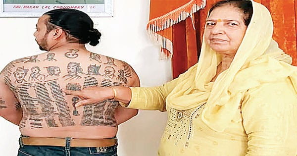 यूपी के अभिषेक गौतम ने शरीर पर गुदवाए 600 शहीदों के नाम