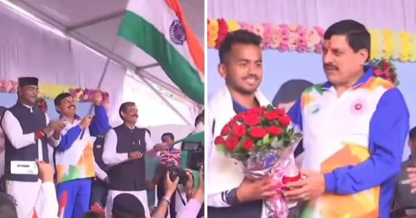 भोपाल में तिरंगा यात्रा : CM डॉ. मोहन यादव ने की शुरुआत, लहराया तिरंगा; ओलंपियन विवेक सागर और ऐश्वर्य प्रताप सिंह का किया सम्मान