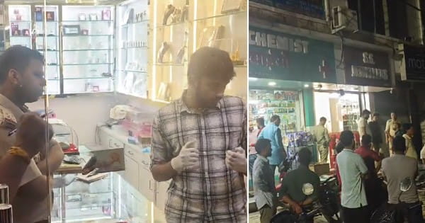 भोपाल में ज्वेलरी शॉप में लूट : पहले नकली बंदूक दिखाई... फिर अड़ाया चाकू, हेलमेट पहनकर घुसे दो बदमाश; गहने और नकदी लेकर फरार
