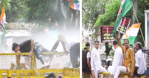 VIDEO : कांग्रेस का SEBI के खिलाफ भोपाल में प्रदर्शन, पुलिस ने वाटर कैनन से कांग्रेसियों को खदेड़ा; झांझ मंझीरे बजाते हुए आगे बढ़े कार्यकर्ता