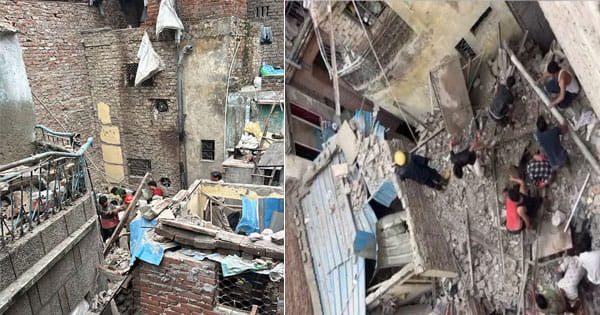 दिल्ली के बापा नगर में भरभराकर गिरा मकान, मलबे में कुछ लोगों के दबे होने की आशंका