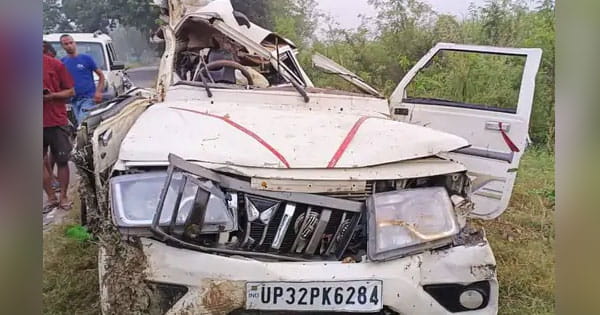 UP News : गोंडा में तेज रफ्तार बोलेरो अनियंत्रित होकर पेड़ से टकराई, चार युवकों की मौत