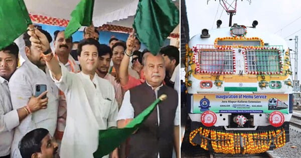 ग्वालियर से कैलारस चलने वाली मेमू ट्रेन शुरू, केंद्रीय मंत्री ज्योतिरादित्य सिंधिया ने दिखाई हरी झंडी, ट्रेन सफर भी किया