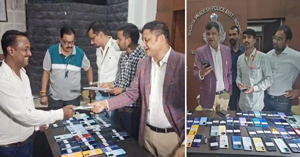 Indore News : 25 लाख के चोरी हुए 102 मोबाइल बरामद, इंदौर क्राइम ब्रांच ने मालिकों को लौटाए