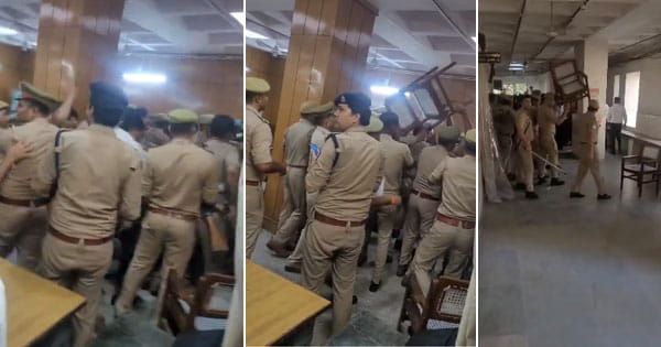 गाजियाबाद कोर्ट में बवाल : जिला जज के साथ वकीलों ने की बदसलूकी, तोड़ीं कुर्सियां, पुलिस ने लाठीचार्ज कर खदेड़ा
