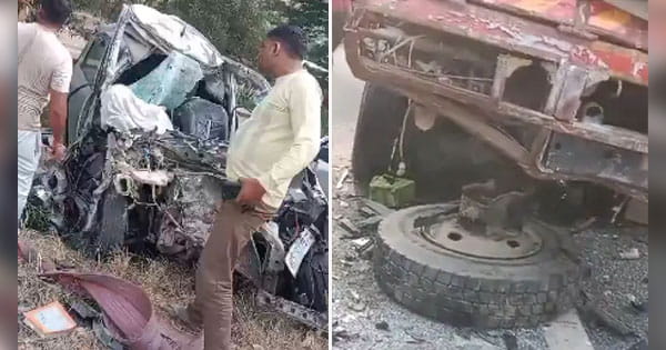 नोएडा एक्सप्रेस-वे पर हादसा : खड़े ट्रक में घुसी तेज रफ्तार कार, मां-बाप, बेटे समेत 5 लोगों की मौत