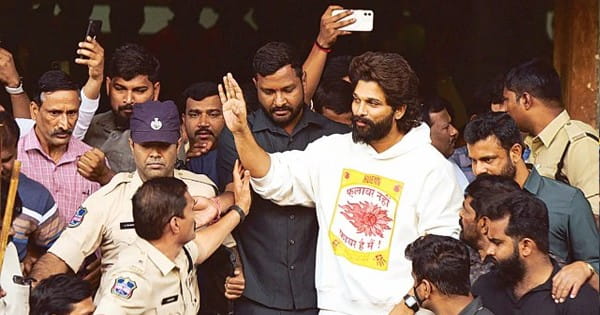 ‘पुष्पा 2' स्क्रीनिंग मौत मामला : हैदराबाद की जेल से रिहा हुए अल्लू अर्जुन, हाईकोर्ट से जमानत मिलने के बाद भी जेल में काटनी पड़ी रात
