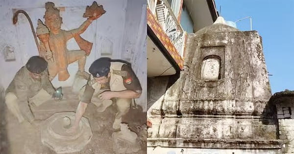 संभल : मुस्लिम बहुल इलाके में 46 साल बाद खुला शिव मंदिर, शिवलिंग-नंदी-हनुमान जी मिले, अधिकारियों ने हाथ से साफ की मूर्ति