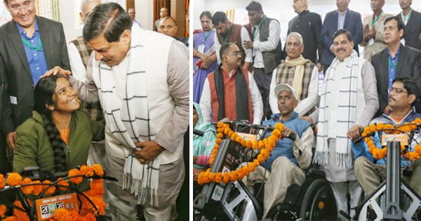 CM ने दिव्यांगजन को वितरित की ई-साइकिल, कहा- दिव्यांगजन की सेवा को आंतरिक सुख का विषय