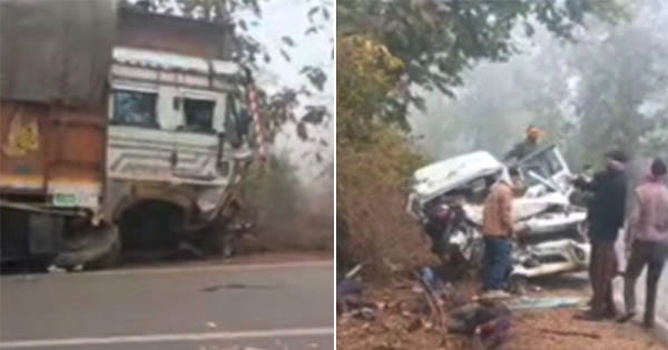 सागर में हादसा : बोलेरो और ट्रक की टक्कर से 4 युवकों की दर्दनाक मौत, 3 घायल