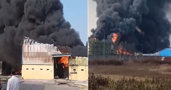 Chhattisgarh News : रायपुर के केमिकल प्लांट में लगी भीषण आग, धमाकों से मची अफरा-तफरी, 2 मजदूर घायल