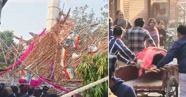 UP के बागपत में 65 फीट ऊंचा मंच टूटा, 7 की मौत, 80 घायल; ठेले से लोगों को पहुंचाया अस्पताल, जैन समाज के निर्वाण महोत्सव में हादसा