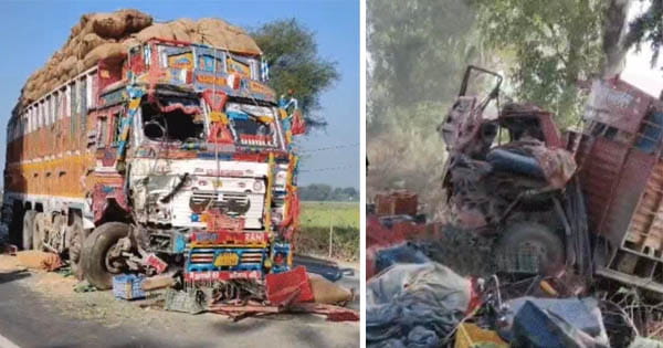 Bhind News : ट्रक-कंटेनर की टक्कर में दोनों वाहन चालकों की मौत, केबिन काटकर निकाले शव