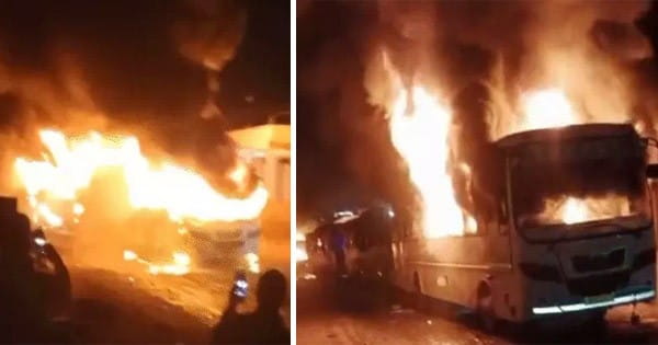 सिंगरौली में सड़क हादसे के बाद बवाल, दो युवकों की मौत पर भड़के ग्रामीणों ने 6 ट्रक और 3 बसों में लगाई आग