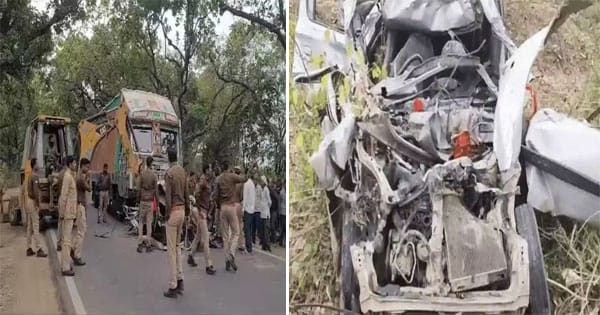 महाकुंभ से भोपाल जा रहे श्रद्धालुओं की कार तेज रफ्तार ट्रक से टकराई, महिला समेत 4 की मौत