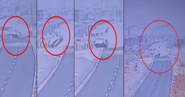 खौफनाक! हाईवे पर 15 बार पलटी कार, हवा में उछले पिता-बेटे; रूह कंपा देने वाला VIDEO VIRAL