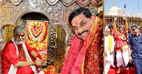 CM डॉ. मोहन यादव ने मैहर में किए मां शारदा के दर्शन, पारंपरिक पोशाक में आए नजर, जनता ने किया पुष्पवर्षा से स्वागत