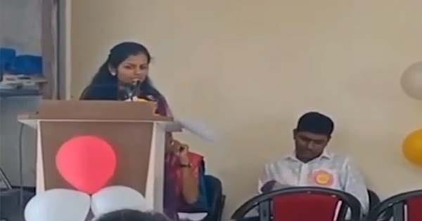 कॉलेज में फेयरवेल स्पीच देती हुई छात्रा की हार्ट अटैक से मौत, चेहरे पर स्माइल के साथ भाषण दे रही थी 20 साल की वर्षा 