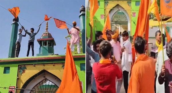 प्रयागराज में गाजी मियां की मजार पर लहराए भगवा झंडे, छत पर चढ़कर लगाए जय श्रीराम के नारे, दरगाह हटाने की मांग