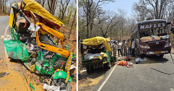 अनूपपुर में दर्दनाक हादसा : बस-ऑटो की भिड़ंत में 3 की मौत, 4 गंभीर घायल, ऑटो के उड़े परखच्चे