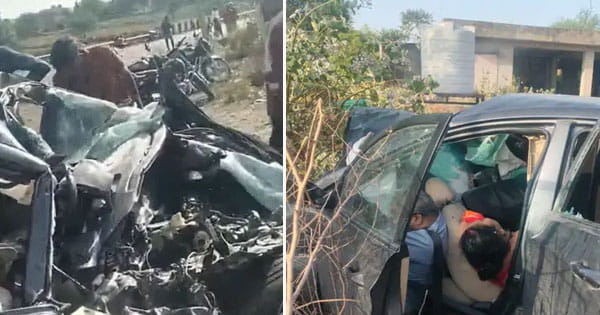 जयपुर के मनोहरपुर-दौसा हाईवे पर हादसा : कार-ट्रेलर की टक्कर, खाटू श्याम जा रहे 5 लोगों की मौत; UP का रहने वाला पूरा परिवार खत्म