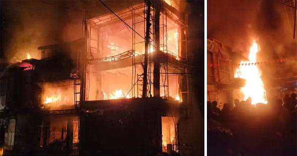 भीषण आग से भैरूंदा बाजार में तबाही, 6 दुकानें खाक, नपं अध्यक्ष घायल, दिग्विजय ने साधा शिवराज पर निशाना
