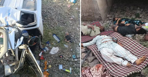 भोपाल-जबलपुर रोड पर भीषण हादसा : 10 फीट गहरी खाई में गिरी गाड़ी, 6 की मौत; दूल्हा-दुल्हन समेत 3 घायल