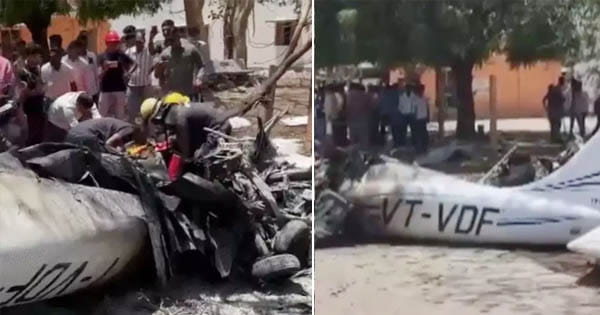 गुजरात : अमरेली में ट्रेनिंग प्लेन क्रैश, जमीन पर गिरते ही लगी आग, प्रशिक्षु पायलट की मौत