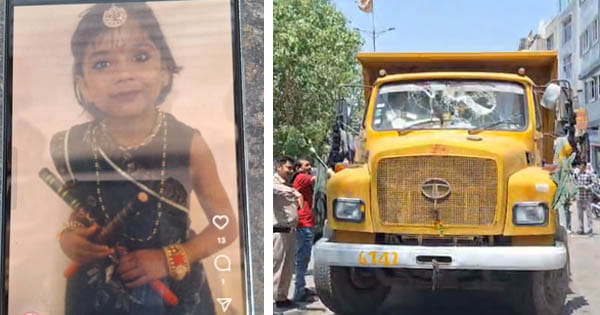 इंदौर में दर्दनाक हादसा : निगम के डंपर ने 6 साल की मासूम को रौंदा, मौके पर मौत, लोगों ने डंपर में की तोड़फोड़