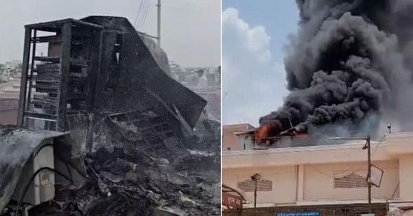 महाकाल मंदिर परिसर में लगी आग : उज्जैन में एयर क्वालिटी मैनेजमेंट सिस्टम की बैटरियां जलीं, श्रद्धालुओं में मची अफरा-तफरी