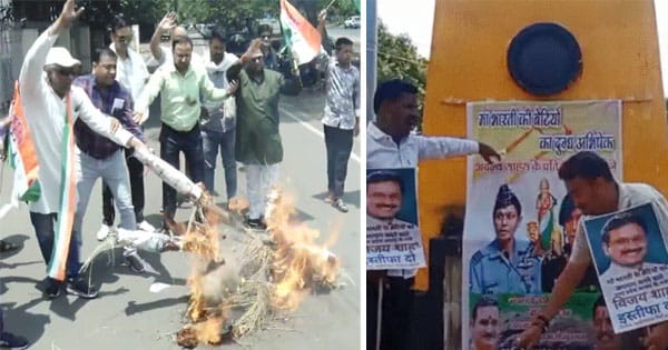 मंत्री विजय शाह के विवादित बयान पर बवाल, कांग्रेस की मामला दर्ज करने की मांग, पुतला फूंका; भोपाल-इंदौर में विरोध-प्रदर्शन