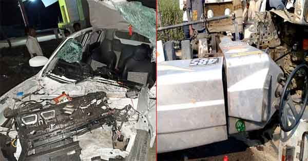 नर्मदापुरम के बनखेड़ी में दर्दनाक सड़क हादसा : रोड पर खड़ी ट्रैक्टर-ट्रॉली में घुसी कार, जीजा-साले की मौत