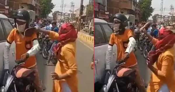 जबलपुर में युवती की दबंगई : बीच सड़क पर डिलीवरी बॉय को जूती से पीटा, जमकर दी गालियां, देखें VIDEO