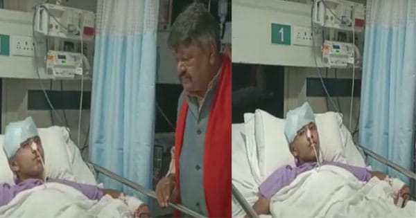 Indore : घायल शिवम से मिलने पहुंचे BJP राष्ट्रीय महासचिव कैलाश विजयवर्गीय