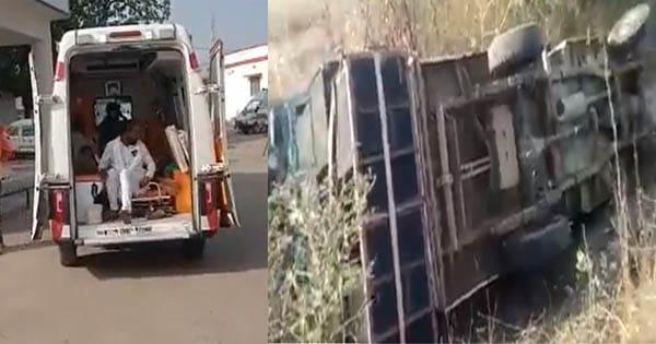 उमरिया में बारातियों से भरा पिकअप वाहन पलटा, 6 लोग घायल