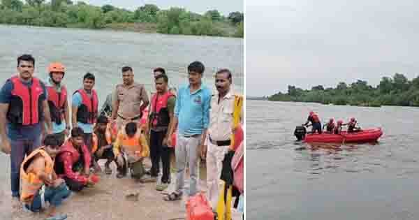 बेतवा नदी में मछली पकड़ने गए 4 युवक टापू पर फंसे, SDRF की टीम ने रेस्क्यू कर बचाया