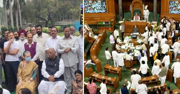 संसद में गूंजा राहुल के बयान का मुद्दा: कांग्रेस सांसद बोले- उन्हें बोलने दो, भाजपा माफी मांगने की बात पर अड़ी; कार्यवाही सोमवार तक स्थगित