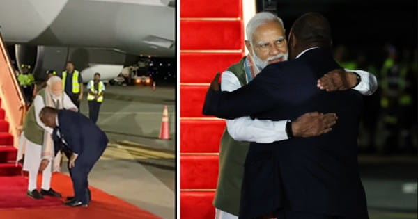 पापुआ न्यू गिनी पहुंचे PM मोदी, एयरपोर्ट पर प्रधानमंत्री जेम्स मारापे ने पैर छूकर किया स्वागत; देखें VIDEO