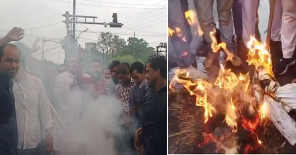 सीधी पेशाब कांड का उज्जैन में विरोध : युवा कांग्रेसी उतरे सड़कों पर, मुख्यमंत्री का फूंका पुतला; देखें VIDEO