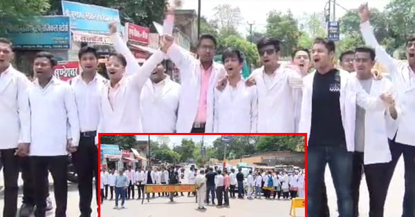 VIDEO : ग्वालियर में जूनियर डॉक्टर्स का प्रदर्शन, पुराने जयारोग्य अस्पताल और नवीन अस्पताल के बीच निकली रोड को अस्पताल परिसर में शामिल करने की मांग