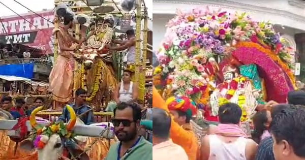 VIDEO : सावन के 5वें सोमवार होलकर मुखारविंद रूप में दर्शन देने निकले बाबा महाकाल, प्रजा ने किया राजा का स्वागत