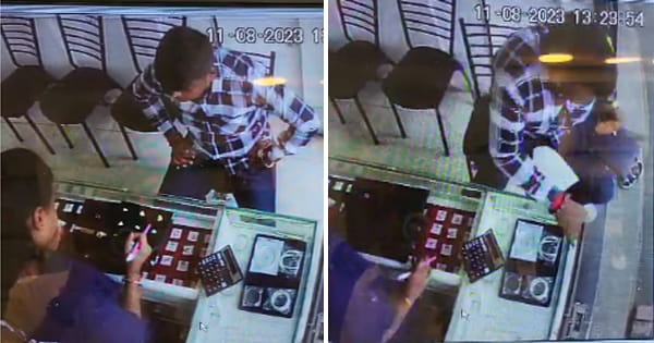 इंदौर : गिफ्ट खरीदने आया युवक, अंगूठियों से भरा बॉक्स लेकर हुआ फरार, CCTV में कैद हुई घटना; देखें VIDEO
