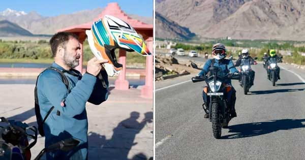 राइडर लुक में राहुल गांधी : पैंगोंग लेक घूमने बाइक पर निकले, फोटो शेयर कर कहा- पापा कहते थे, ये दुनिया की सबसे खूबसूरत जगहों में से एक