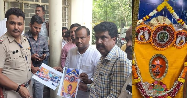 VIDEO : ब्राह्मण समाज ने थाने के बाहर बैठकर किया हनुमान चालीसा का पाठ, नेता के फोटो लगी राखी अर्पण किए का विरोध